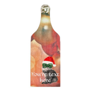 Planche À Découper Chat de Noël sur un arrière - plan de bal de Noël