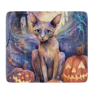 Planche À Découper Chat d'Halloween Abyssinian avec la peur Citrouill