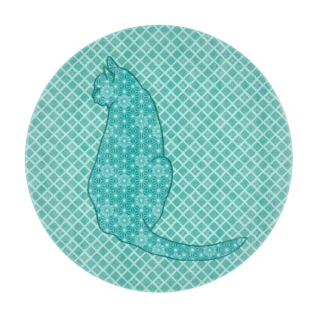 Planche À Découper Chat japonais - Kimono turquoise (Devant)