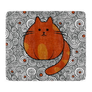 Planche À Découper Chat mignon de gingembre - verre souillé et remou