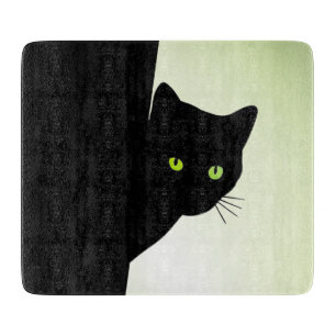 Planche À Découper Chat noir à oreille verte