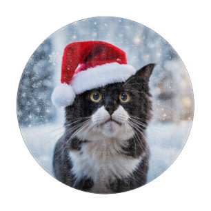 Planche À Découper Chat noir et blanc Noël