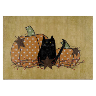 Planche À Découper Chat Noir Et Panneau De Découpe En Verre Citrouill