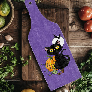 Planche À Découper Chat noir violet Citrouille d'Halloween