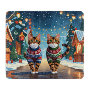 Planche À Découper Chats Bengal Noël Neige Fêtes