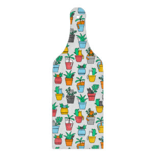 Planche À Découper Chats dans les pots à fleurs