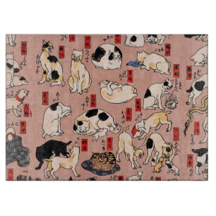 Planche À Découper chats japonais Ukiyo-e Funny kitty