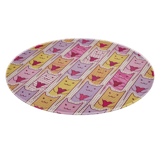 Planche À Découper Chats mignons avec les coeurs affectueux (Coin)