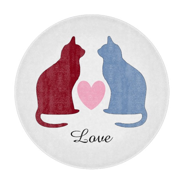 Planche À Découper Chats mignons et amour du coeur (Devant)