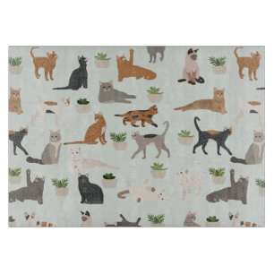 Planche À Découper Chats mignons et Plantes de maison