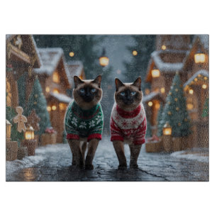 Planche À Découper Chats siamois Noël Neige Fêtes