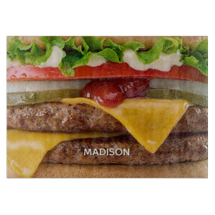 Planche À Découper Cheeseburger Nom Personnalisé