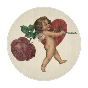 Planche À Découper Chérubin de la Saint-Valentin vintage et rose vict