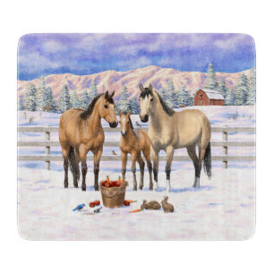 Planche À Découper Chevaux En Peau De Bouche En Neige