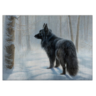 Planche À Découper Chien à neiger belge Noël