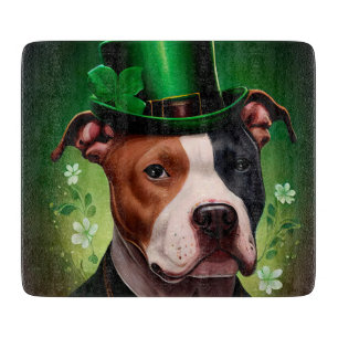 Planche À Découper chien American Staffordshire à la Saint-Patrick