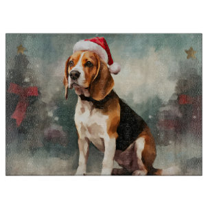 Planche À Découper Chien Beagle dans la neige de Noël