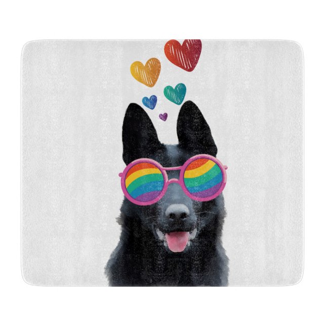 Planche À Découper Chien berger allemand avec coeur Saint-Valentin (Devant)