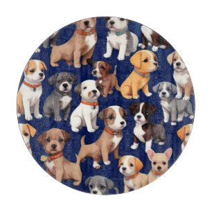 Planche À Découper Chien Chien Chien bleu de la marine Design Motif