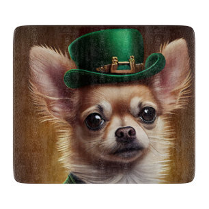 Planche À Découper Chien Chihuahua en tenue de la Saint-Patrick
