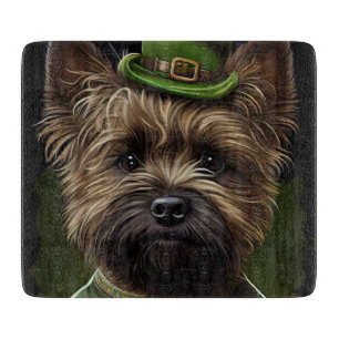Planche À Découper Chien de Cairn Terrier en Robe de la Saint Patrick