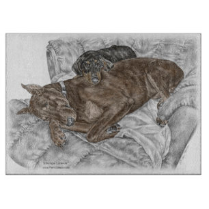 Planche À Découper Chien et chiot de Doberman
