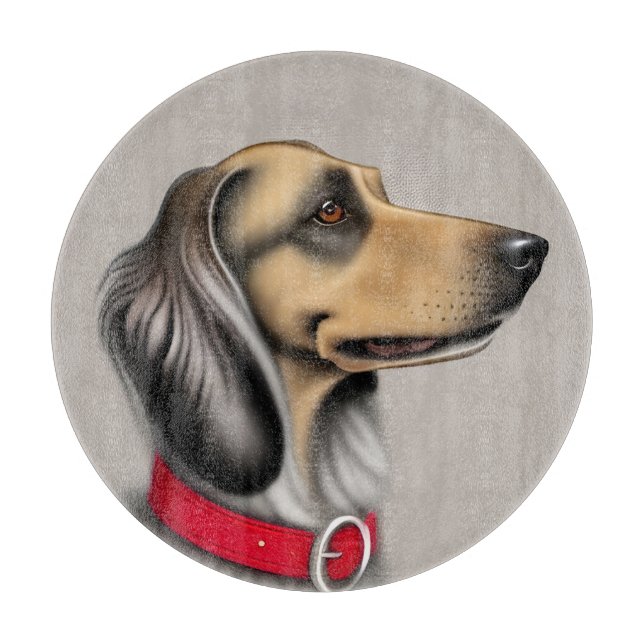 Planche À Découper Chien gracieux avec collier rouge Posé latéralemen (Devant)