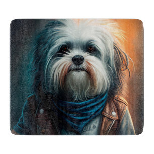 Planche À Découper Chien Havanais en vélo peinture numérique