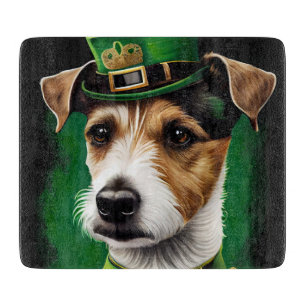 Planche À Découper Chien Jack Russell en robe de la Saint-Patrick