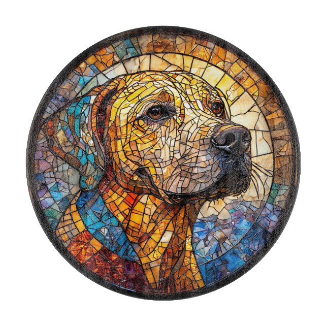 Planche À Découper Chien Mosaïque Coloré (Devant)