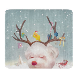 Planche À Découper Chien renne avec ornements de Noël