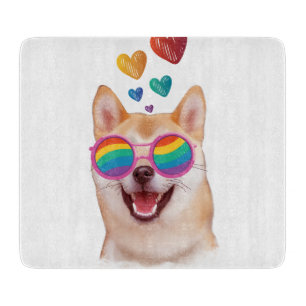 Planche À Découper Chien Shiba Inu avec coeurs Saint-Valentin