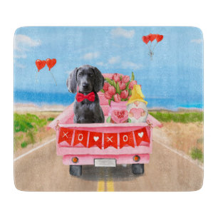 Planche À Découper Chien Weimaraner Saint-Valentin Camion Cœurs