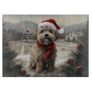 Planche À Découper Chien Yorkipod en Noël de neige