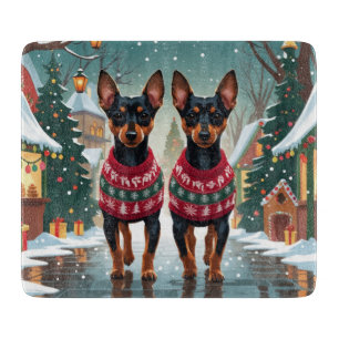 Planche À Découper Chiens Affenpinscher Noël Neige Fêtes