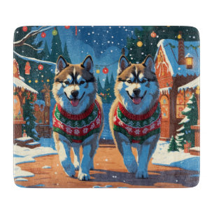 Planche À Découper Chiens Alaskan Malamute Noël Neige Vacances