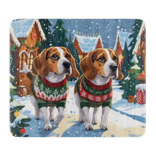 Planche À Découper Chiens Beagle Noël Neige Fêtes