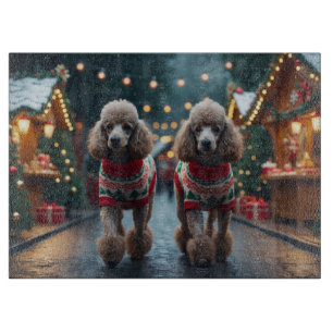 Planche À Découper Chiens Caniches Noël Neige Fêtes 