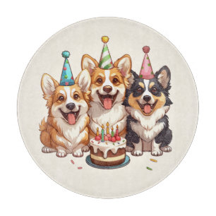 Planche À Découper Chiens de Corgi d'anniversaire