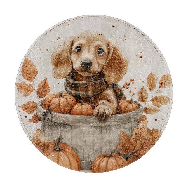 Planche À Découper Chiens de l'automne Dachshund Citrouille (Devant)
