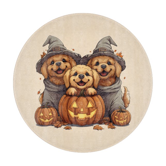 Planche À Découper Chiens de l'Halloween Golden Retriever Jack-o'-lan (Devant)