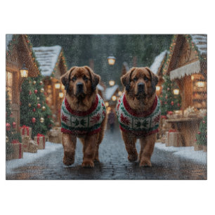 Planche À Découper Chiens de Terre-Neuve Noël Neige Fêtes