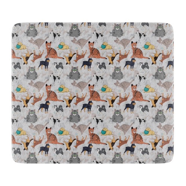 Planche À Découper Chiens Et Chats Cutes Design Motif (Devant)