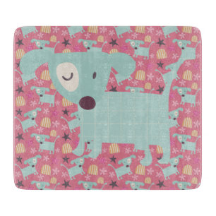 Planche À Découper Chiens, étoiles et fleurs