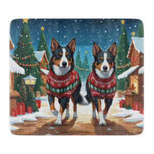 Planche À Découper Chiens Kelpie Australiens Noël Neige Vacances