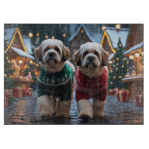 Planche À Découper Chiens Lhasa Apso Noël Neige Vacances