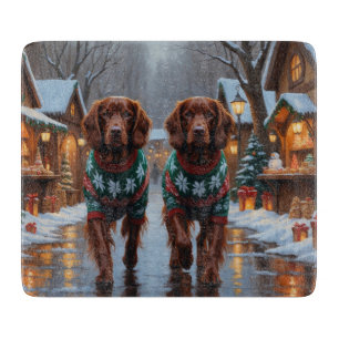 Planche À Découper Chiens Setter Rouge Irlandais Noël Neige Fêtes