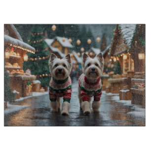 Planche À Découper Chiens Terrier Tibétain Noël Neige Vacances