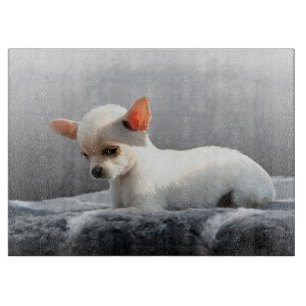 Planche À Découper Chihuahua Chien assis Chien Portrait Peinture d'ar
