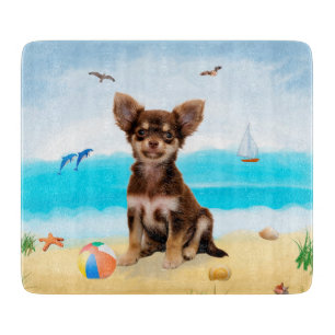 Planche À Découper Chihuahua Dog sur la plage